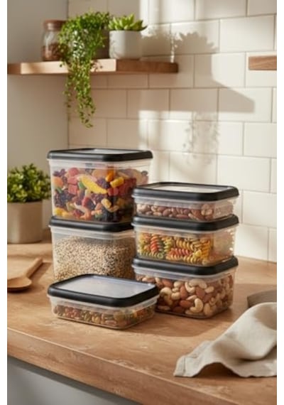 Hide Plus 6'li Saklama Kabı Siyah 2x 1,9lt - 2x 1 Lt - 2x 0,70 Lt Diğer