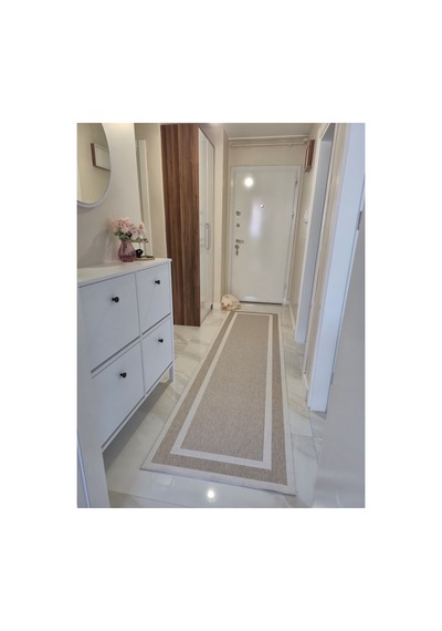 Modern Bej Çerçeveli Sisal Dokulu Salon Ve Oturma Odası Halısı
