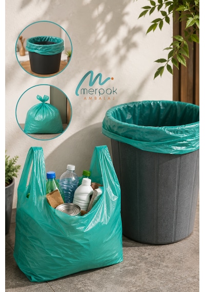 Kalın Yeşil Poşet Büyük Boy 1 Kg Hışır Atlet Poşet 30x60 Cm Çöp Poşeti Market Manav Poşeti