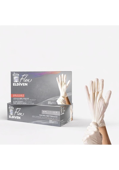 Flex Hi-tech Tpe Tek Kullanımlık Eldiven 100'lü Lateks İçermez, Pudrasız, Gıdaya Uygun, Elastik Ve Dayanıkl