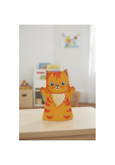 Toys2you Büyük Boy Keçe El Kuklası - Aslan Bej - Turuncu