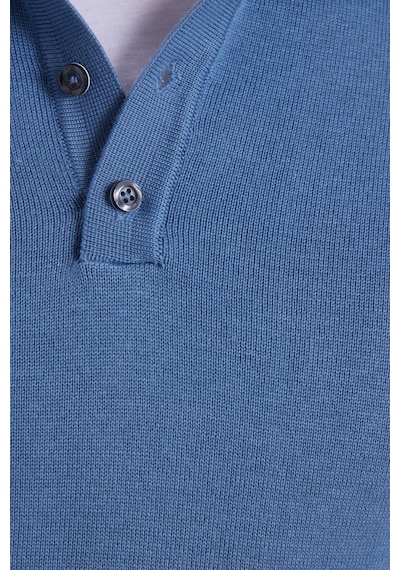 Tudors Erkek Standart Fit Normal Kesim Pamuklu Polo Yaka İndigo Kazak-41881 Indigo