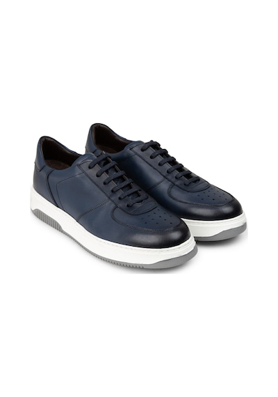 Deery Hakiki Deri Lacivert Erkek Sneaker Ayakkabı - 01965Mlcve05 Lacivert