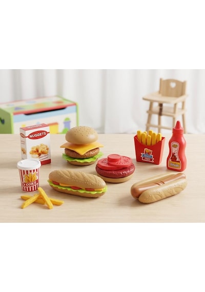 Fast Food Oyuncak Seti - Eğitici Zeka Geliştirici Oyuncak Hamburger Ve Sandviç Mutfak Seti