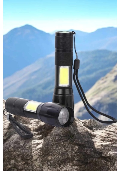Şarjlı Metal Zoomlu El Feneri Işıldak Led Işık Taşınabilir El Lambası Çok Renkli 86503361