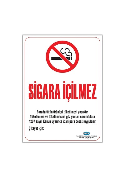 Sigara İçilmez Uyarı İkaz Levhası Folyo Baskı 50x70cm