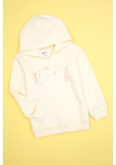 U.S. Polo Assn. Kız Çocuk Krem Payet İşlemeli Şardonlu Kapüşonlu Basic Sweatshirt 50314257-VR256 U.S. Polo Assn. Kız Çocuk Krem Payet İşlemeli Şardonlu Kapüşonlu Basic Sweatshirt 50314257-VR256