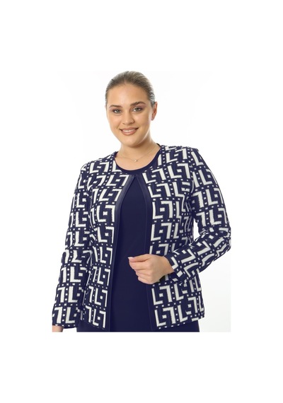 Ladies First Büyük Beden 3839 Lacivert Ceket+bluz Takım 001