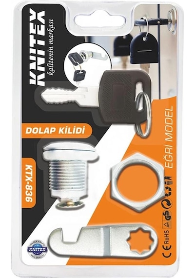 Knitex 836 Vakumlu Dolap Kilidi Eğri - Hrd-007056