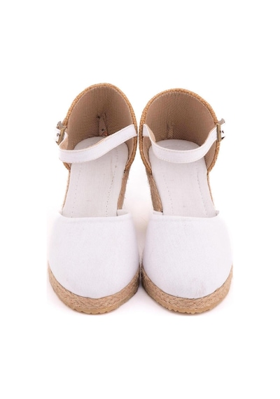 Star Tombis Gerçek Elişi Hasır Dolgu Topuk Keten Hasır Espadril Handmade Beyaz