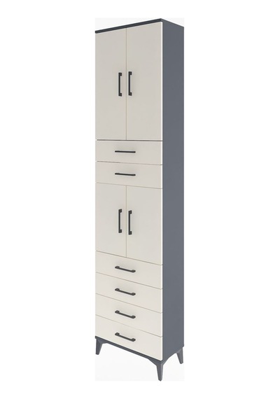 Arges Dolap 4 Raflı 6 Çekmeceli 4 Kapaklı 60x30x243 Antrasit-... Antrasit