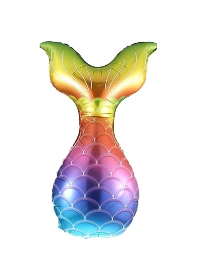 Folyo Balon Deniz Kızı Kuyruğu Rengarenk 36 İnç Mermaid Parti Süsü Dekor Balon Çok Renkli