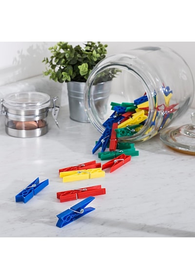 144 Adet Plastik Çamaşır Mandalı, İz Bırakmaz, Ekstra Dayanıklı Çok Renkli