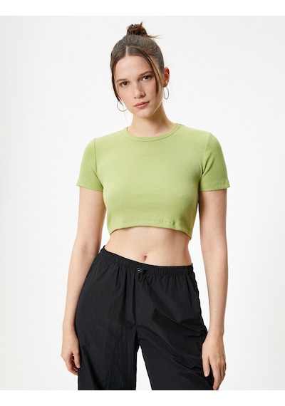 Koton Basic Crop Tişört Ribanalı Kısa Kollu Bisiklet Yaka Slim Fit Haki 4sal10054ık 4SAL10054IK853 Haki Koton Basic Crop Tişört Ribanalı Kısa Kollu Bisiklet Yaka Slim Fit Haki 4sal10054ık 4SAL10054IK853 Haki