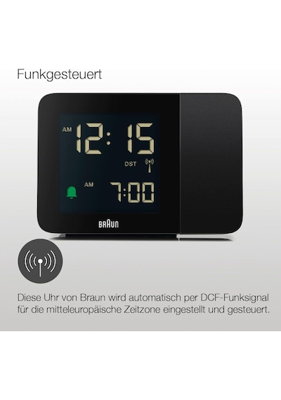 Dijital Kablosuz Projeksiyonlu Çalar Saat, Orta Avrupa Saat Dilimi Dcf İçin, Negatif Lcd Ekranlı, Hızlı Ayar Ve Alarm Bip Sesi, Siyah Renkte, Model Bc15b-dcf. Çok Renkli