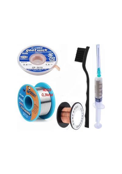 Mechanic Lehim Noclean Sn63/pb37 40g 0,3mm Lehim Toplama Cp-3015 Emme Teli 3mm 5li Set