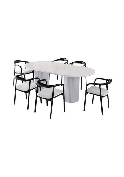Echo İskandinav Oval Ahşap Bohem Masa 90x160 beyaz