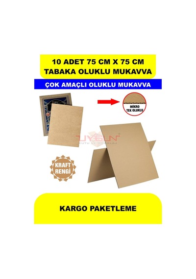 10 Adet 75cm X 75cm Baskısız Tabaka Oluklu Mukavva, Çocuk Etkinlik Kartonu, Maket Kartonu, Kargo Kartonu