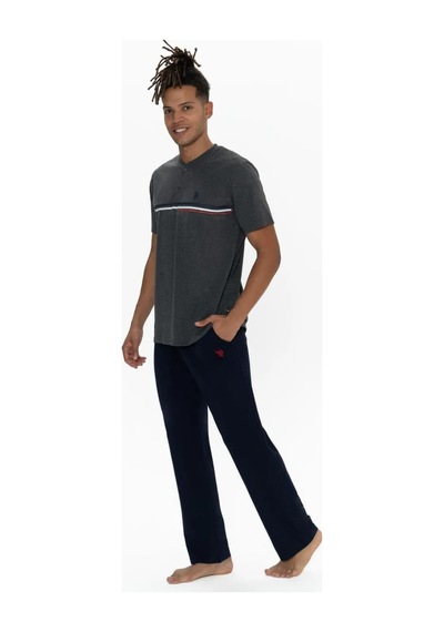 U.s. Polo Assn. Erkek Alt Üst Düğmeli Pijama Takımı Antrasit M