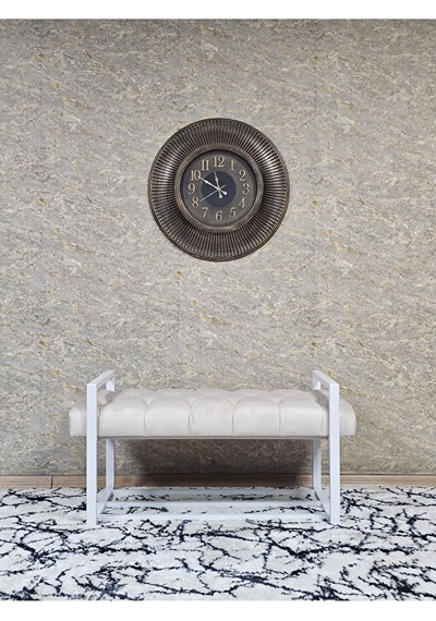 Beyaz Boyalı Metal 80 Cm Puf Bench - Antre Puf - Hol Bench - Puf Çok Renkli