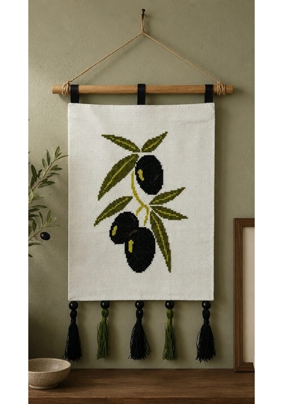 Zeytin Dalı Kanaviçe Duvar Dekoru 35 X 45 Cm