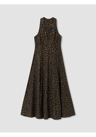 Lcw Vision Kahverengi Halter Yaka Leopar Desenli A Kesim Elbise