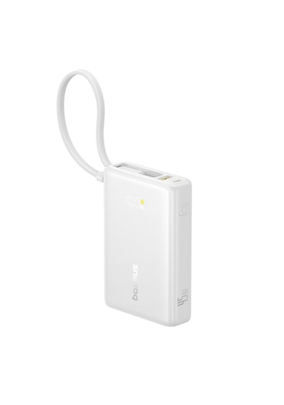 Baseus Picogo 10000mah 45w Dahili Kablolu Dijital Ekranlı Powerbank Beyaz
