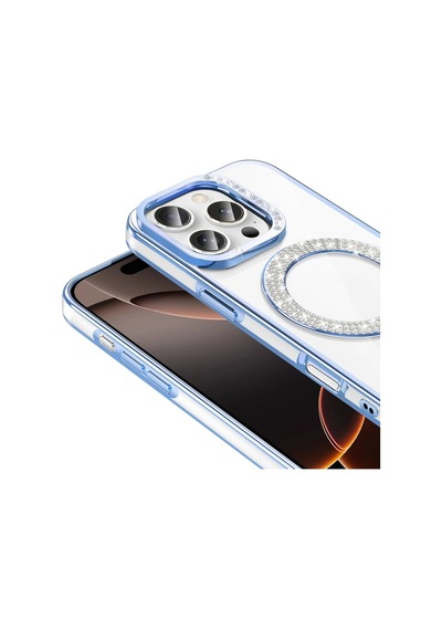 Apple Uyumlu iPhone 16 Pro Max Kılıf Pırlanta Taş Tasarımlı Magsafe Şarj Özellikli Redclick Karetta Silikon