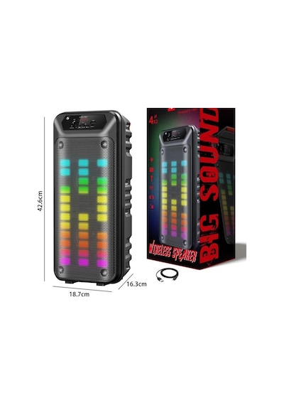 Dev Party Speaker Şarjlı Bluetooth Hoparlör Rgb Işıklı Kablosuz Taşınabilir Hoparlör