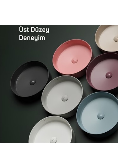 Oval Beyaz Deliksiz Lavabo 45 Cm, Modern Tasarım 508 Yeşil