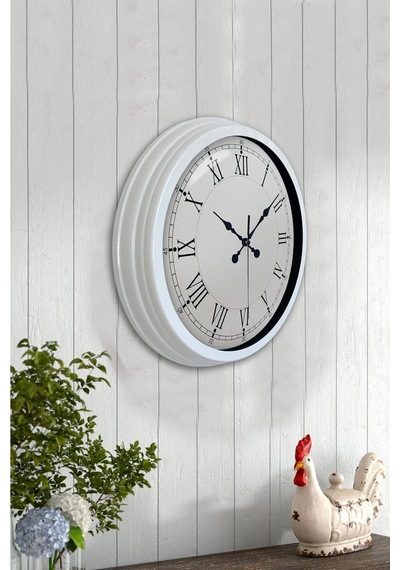 40 Cm Beyaz Metal Retro Duvar Saati