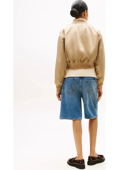 Tommy Hilfiger Kadın Naylon Normal Kesim Kısa Bej Bomber Ceket Ww0ww45634aeh Bej