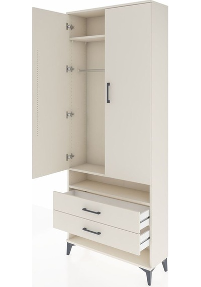 Arges Dolap 3 Raflı 2 Çekmeceli Tek Askılı 88x30x221 Aytaşı-a... Aytaşı