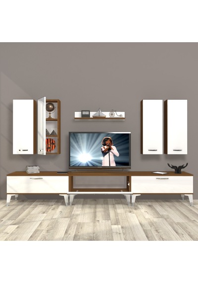 Decoraktiv Eko 8d Slm Silver Tv Ünitesi Tv Sehpası Ceviz - Beyaz