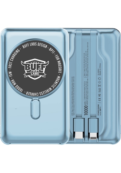 Buff Bp11 10000mah Magsafe Uyumlu Dahili Kablolu Powerbank Mavi