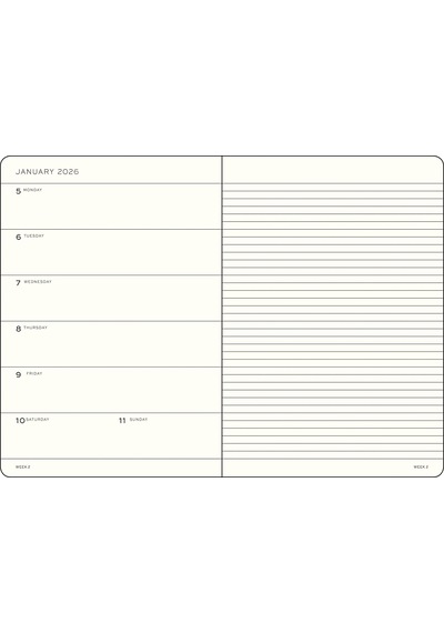 Leuchtturm1917 Orta Boy A5 12 Aylık Ajanda Ve Not Defteri Çizgili 2026 Yumuşak Kapak, İngilizce, Bahar Yaprağı Açık Gri