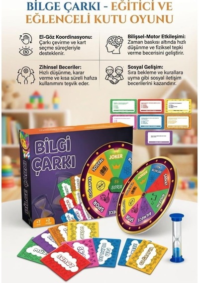Bilgi Çarkı Eğitici Ve Eğlenceli 84 Soru Kartlı Genel Kültür Ve Zeka Kutu Oyunu