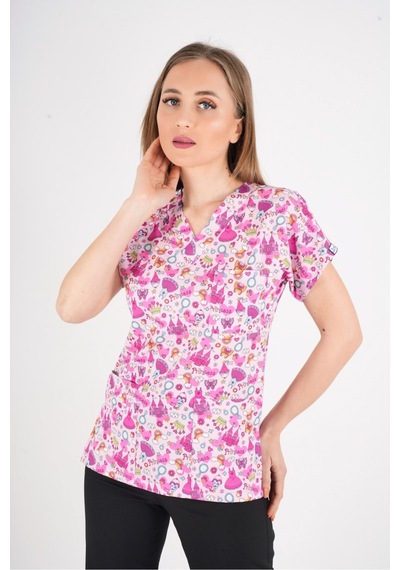 Unisex Pembe Prenses Desenli Likralı Scrubs Hemşire Doktor Hastane Üniforma Takımı Pembe-siyah Pembe-siyah Unisex Pembe Prenses Desenli Likralı Scrubs Hemşire Doktor Hastane Üniforma Takımı Pembe-siyah Pembe-siyah