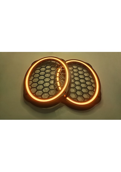 Hoparlör Kapağı Oval 20 Cm Ledli 2'li Takım - Turuncu