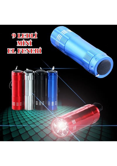 Hubrendy Çer 3 Adet 9 Ledli Metal Mini El Fener
