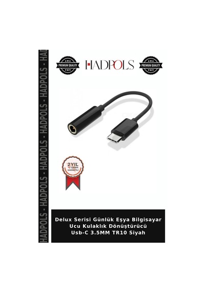 Delux Serisi Günlük Eşya Bilgisayar Ucu Kulaklık Dönüştürücü Usb-c 3.5mm Tr10 Siyah