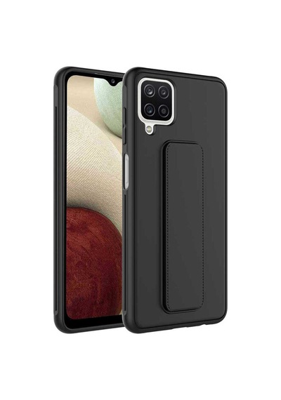 Samsung Uyumlu Galaxy A12 Kılıf Zore Qstand Kapak Siyah