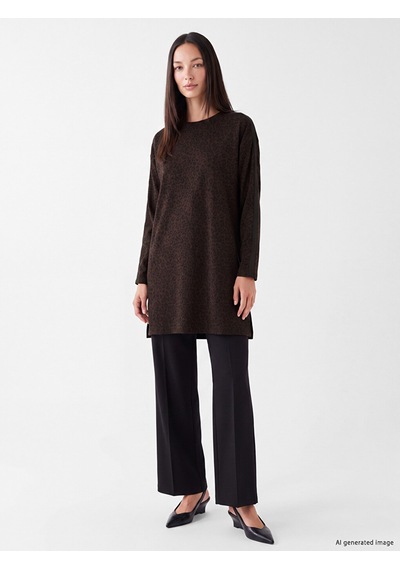 Lcw Everyday Kahverengi Leopar Desenli Soft Touch Kadın Tunik