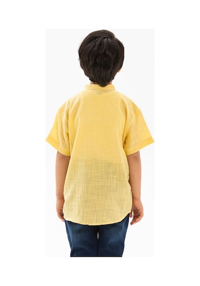 Eliş Şile Bezi Kısa Kol Şile Bezi Bodrum Erkek Çocuk Tshirt Sarı 3073