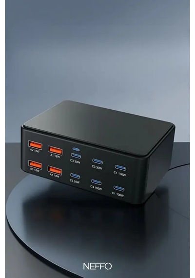 Gan3 Akıllı Çoklu Şarj İstasyonu 10 Port Usb-c + Usb-a Hızlı Şarj Adaptörü Şarj Aleti