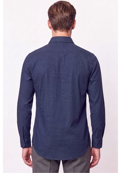 Slim Fit İtalyan Yaka Lacivert Gömlek G 1610