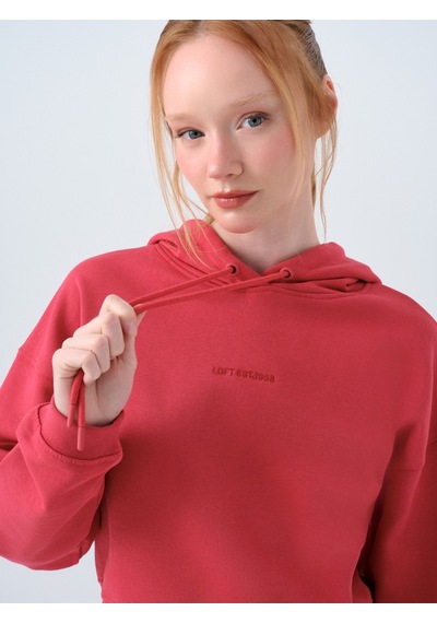 Loose Crop Kadın Sweatshirt Kırmızı