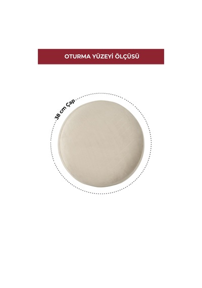 Modern Ahşap Ayaklı Dekoratif Puf, Tabure 6096 Krem