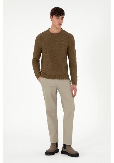 U.S. Polo Assn. Erkek Slim Fit Bisiklet Yaka Haki Kazak 50297050-VR027