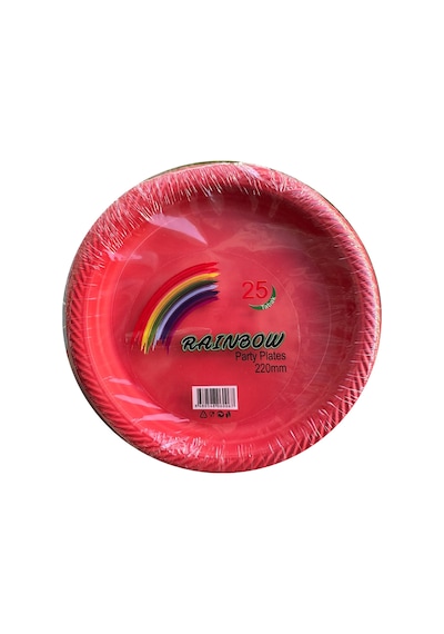 Roll-up Kullan At Renkli Kırmızı Parti Davet Plastik Tabak - 22 Cm. - 25 Adetlik Paket